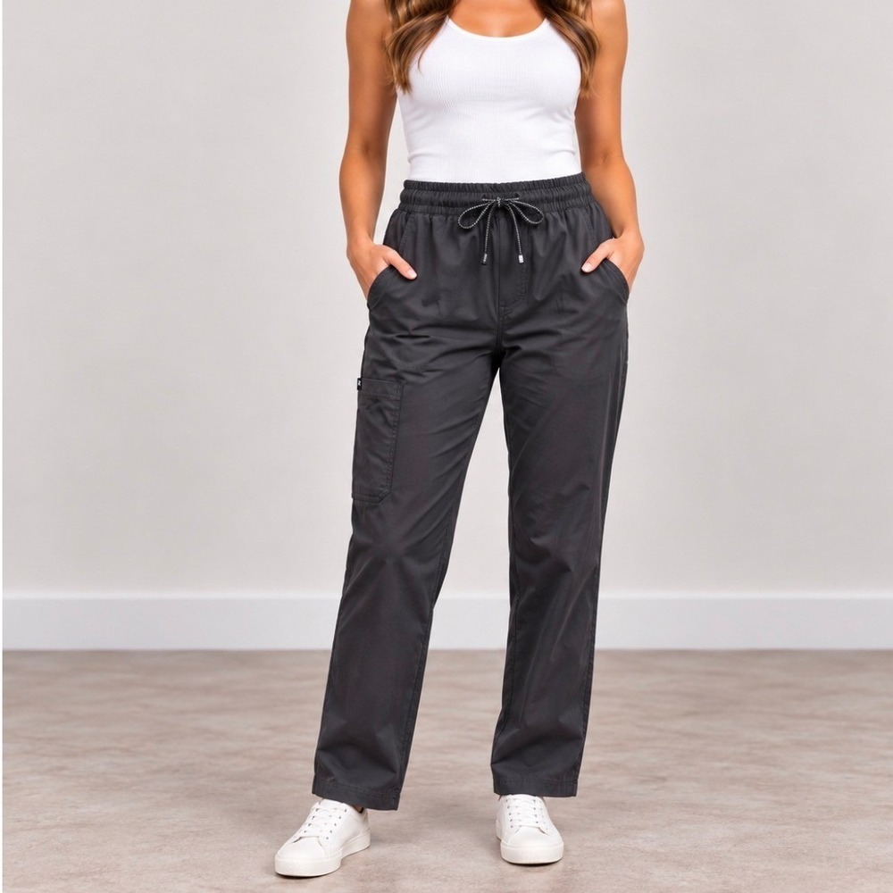 Beyond Scrubs Cargo Pants PM Dark Gray Good Petite Drawstring Medical Uniform